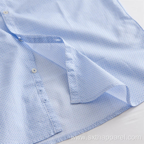 Blue Check long-sleeved Men's Casual Shirt